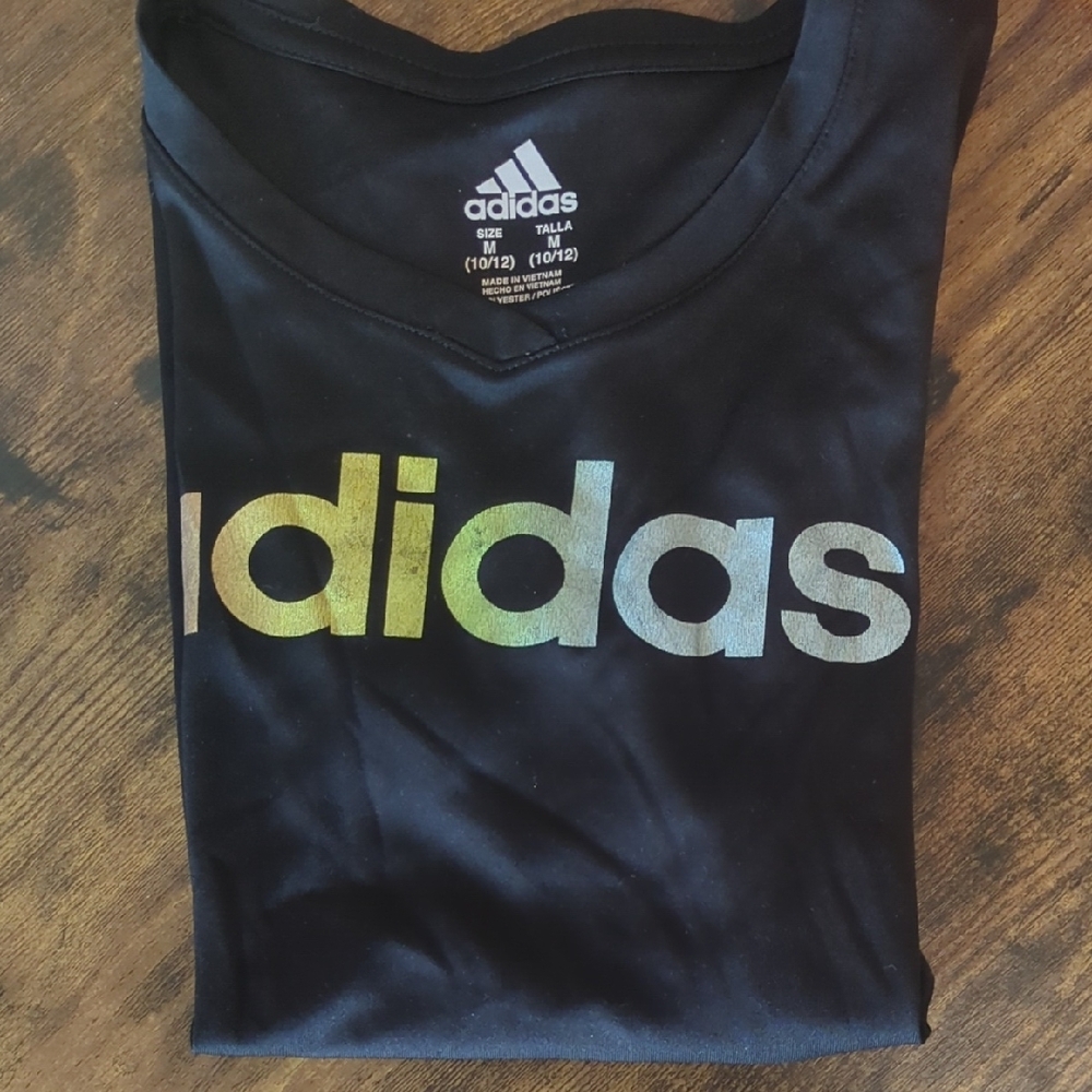 Adidas Women's Black Tee with Pastel Rainbow Logo - Picture 9 of 9